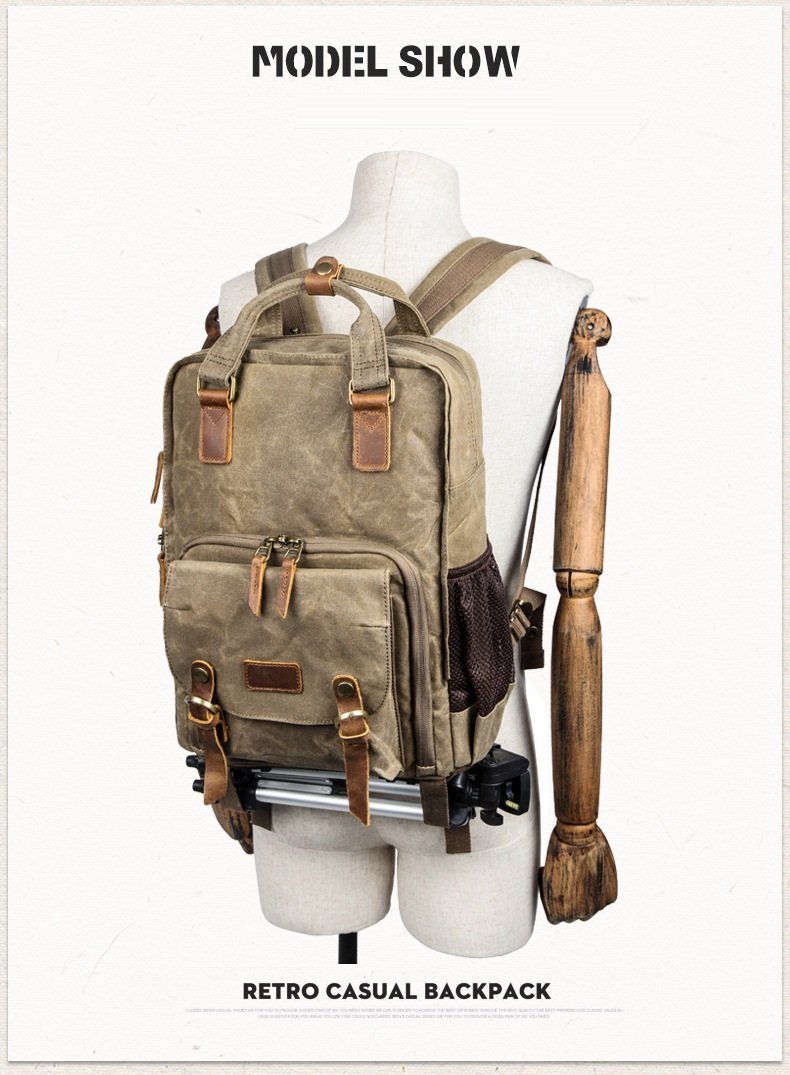 Waterproof Waxed Canvas Camera Bag | DSLR & 15" Laptop Backpack