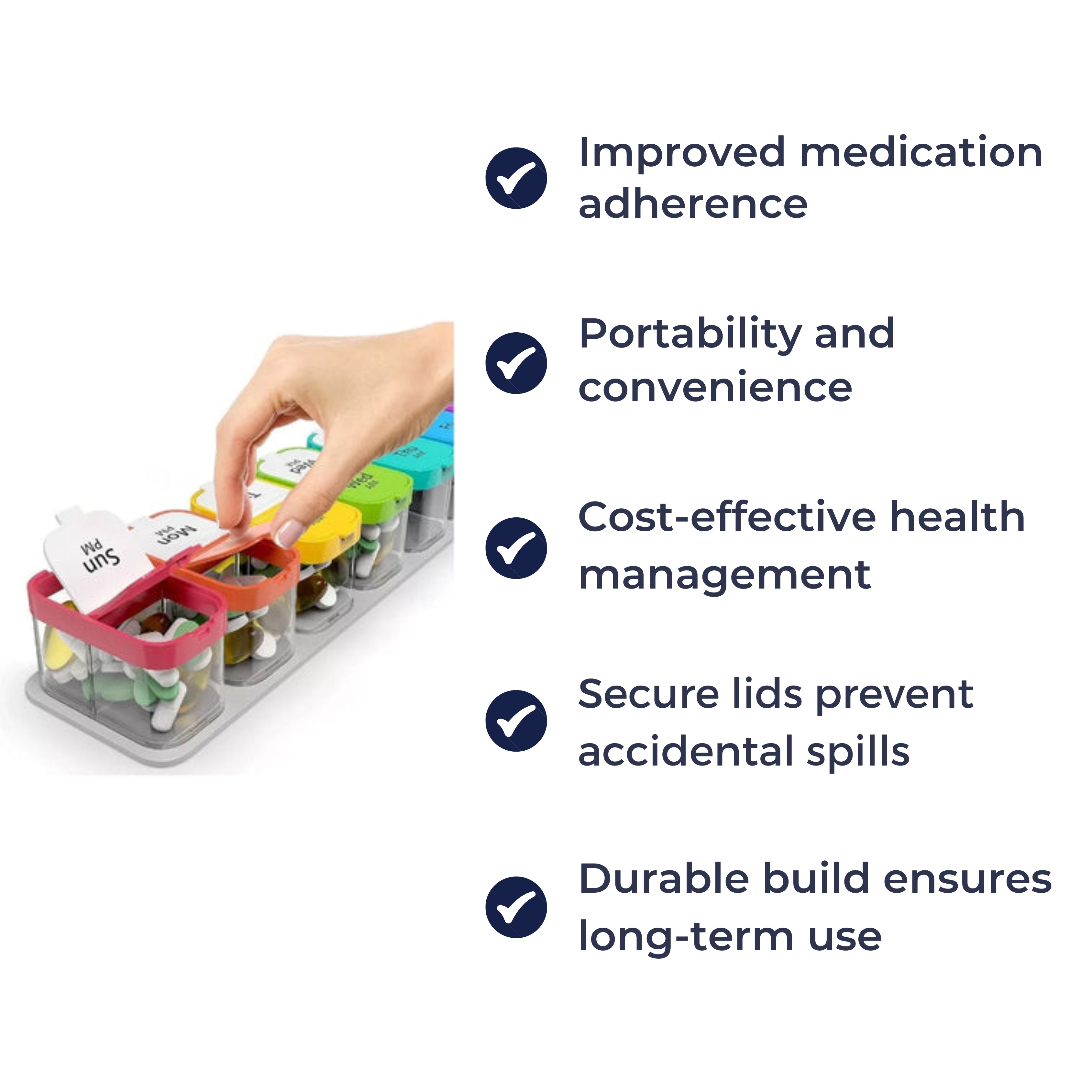 Weekly Medication Organizer | Large 7 Day Moisture-Proof Case for Seniors