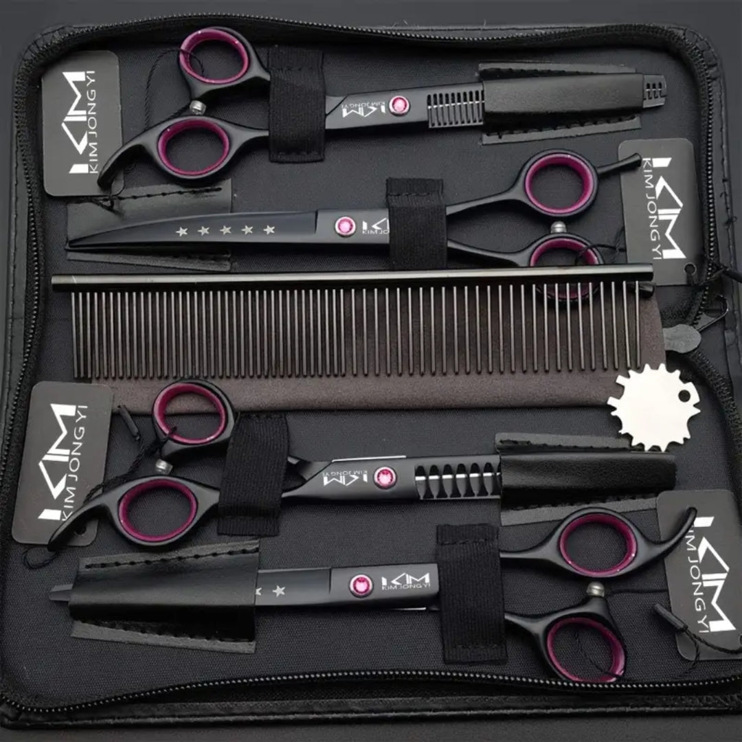 Professional Dog Grooming Scissors Set | Stainless Steel Pet Shears & Thinning Kit