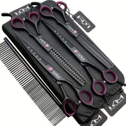 Professional Dog Grooming Scissors Set | Stainless Steel Pet Shears & Thinning Kit