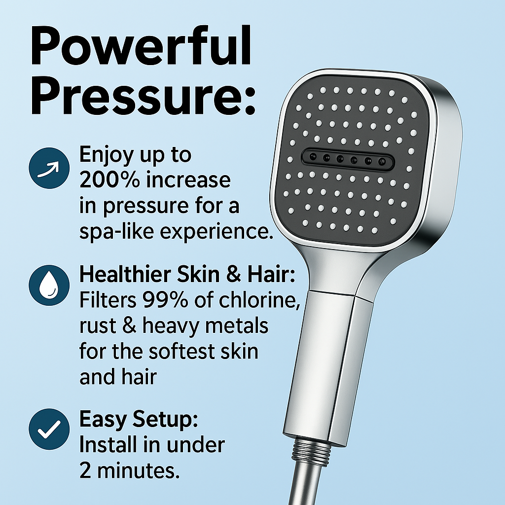 High Pressure Filtered Shower Head | Hard Water Softener & Purifier