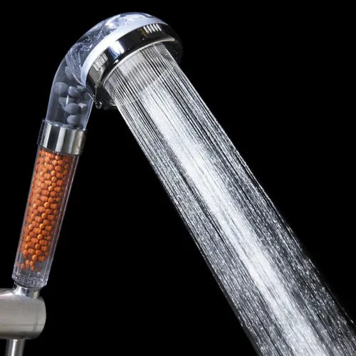 High-Pressure Filtered Shower Head with Mineral Stones for Soft Water