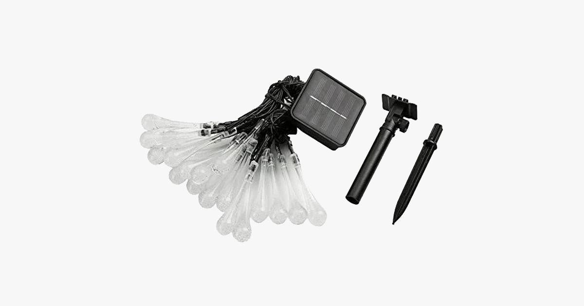 Solar Raindrop Fairy String Lights – Waterproof Outdoor Garden Lights for Patio, Wedding & Party Decor