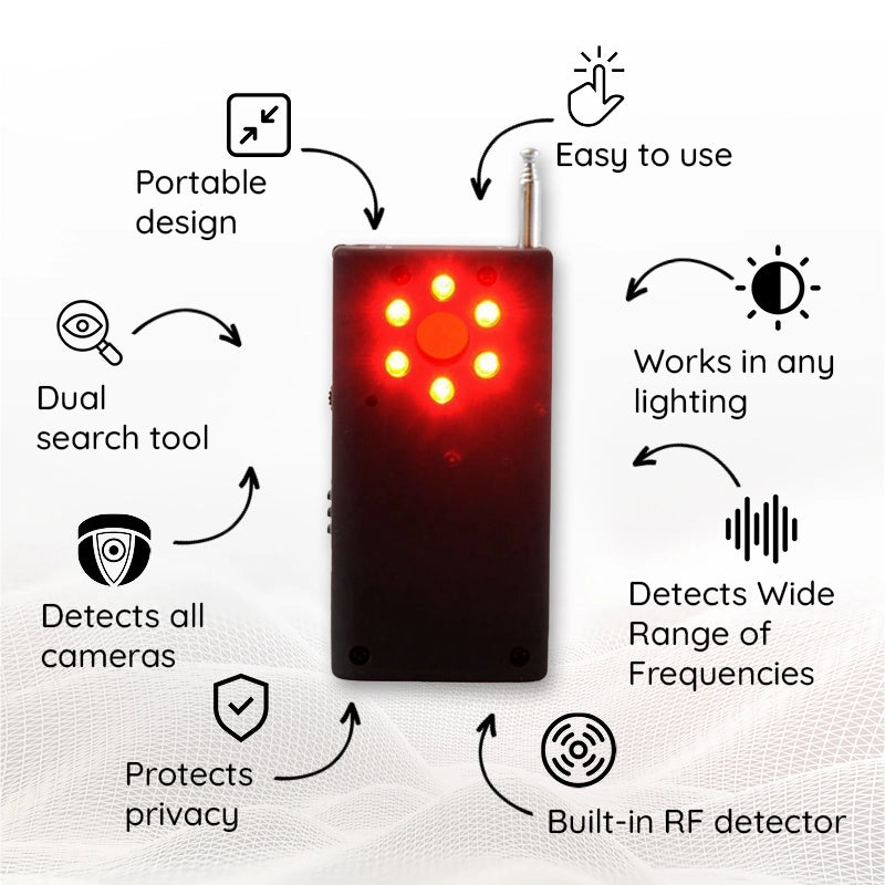 SentryScan Portable Bug Detector – Hidden Camera & Microphone Finder for Hotels, Rentals & Private Spaces