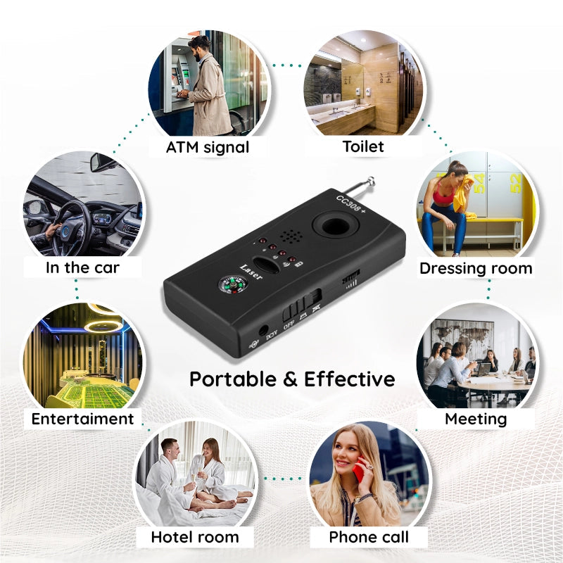 SentryScan Portable Bug Detector – Hidden Camera & Microphone Finder for Hotels, Rentals & Private Spaces