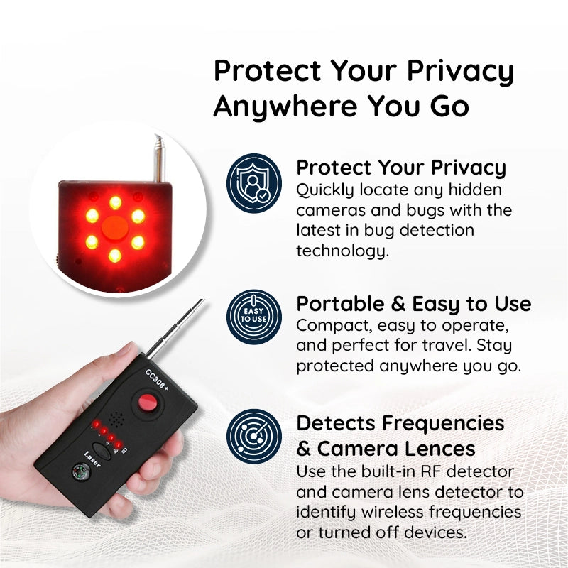 SentryScan Portable Bug Detector – Hidden Camera & Microphone Finder for Hotels, Rentals & Private Spaces