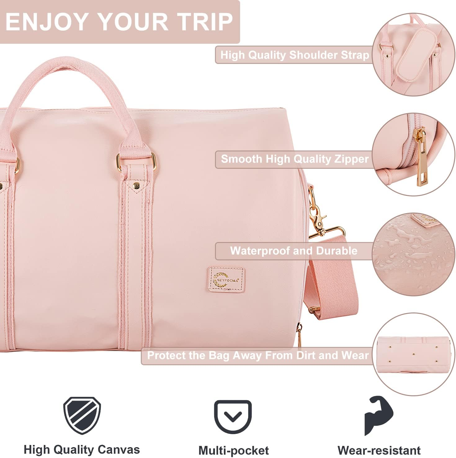 Convertible Garment Bag | PU Leather Carry-On Weekender & Suit Duffel
