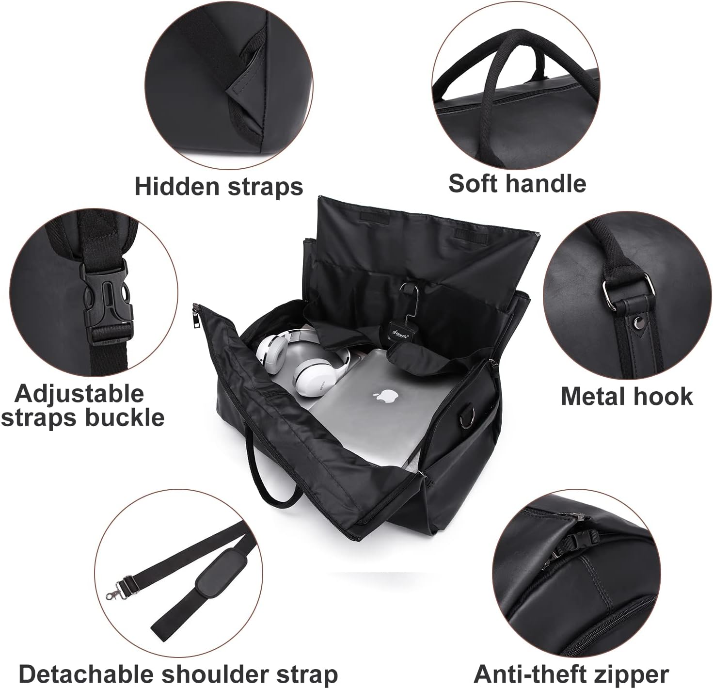 Convertible Garment Bag | PU Leather Carry-On Weekender & Suit Duffel
