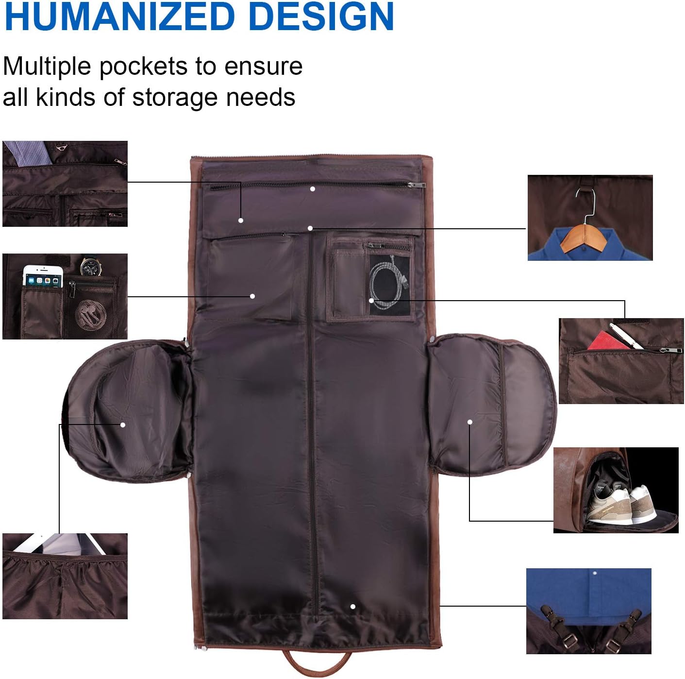 Convertible Garment Bag | PU Leather Carry-On Weekender & Suit Duffel