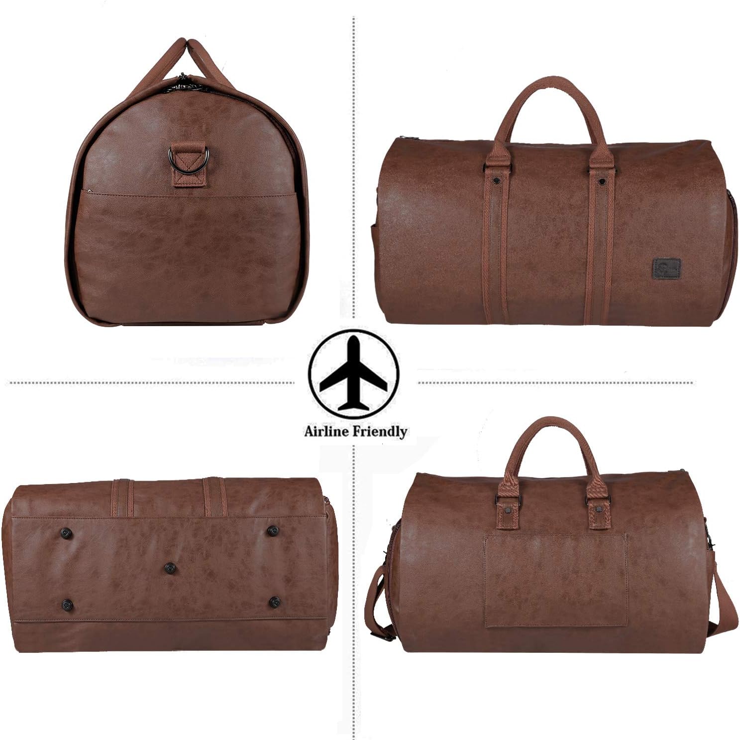 Convertible Garment Bag | PU Leather Carry-On Weekender & Suit Duffel