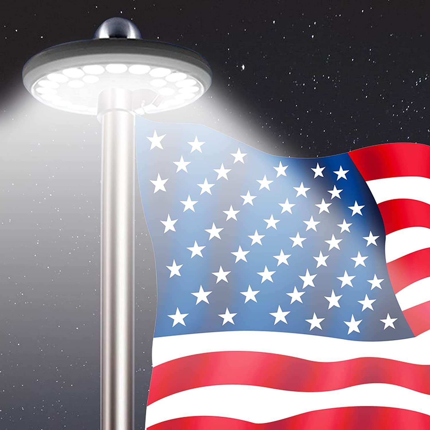 Upgraded Solar Powered Flag Pole Light with 128 Ultra Bright LEDs