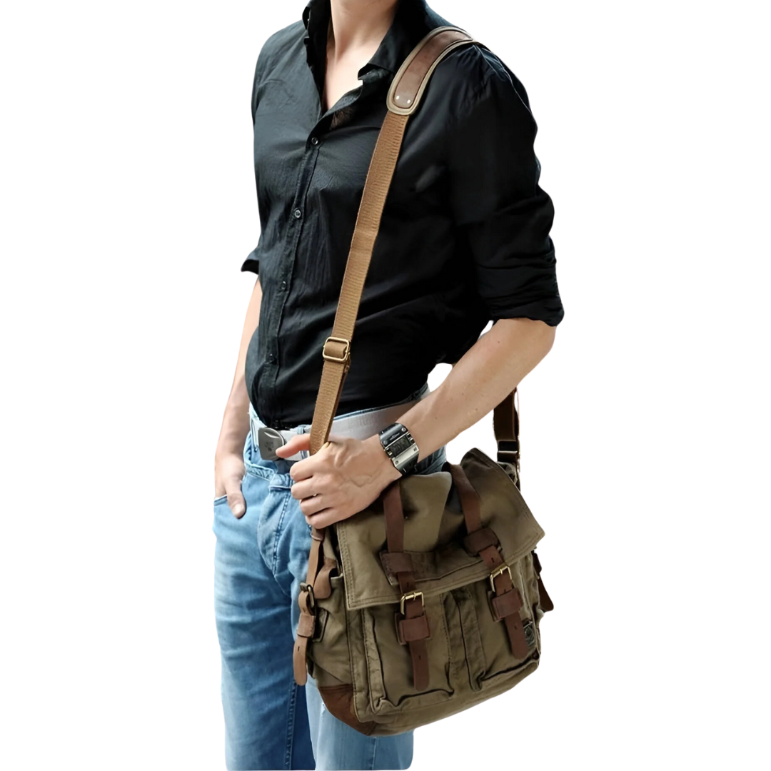 Men's Canvas Crossbody Bag | Vintage Messenger & Commuter Sling