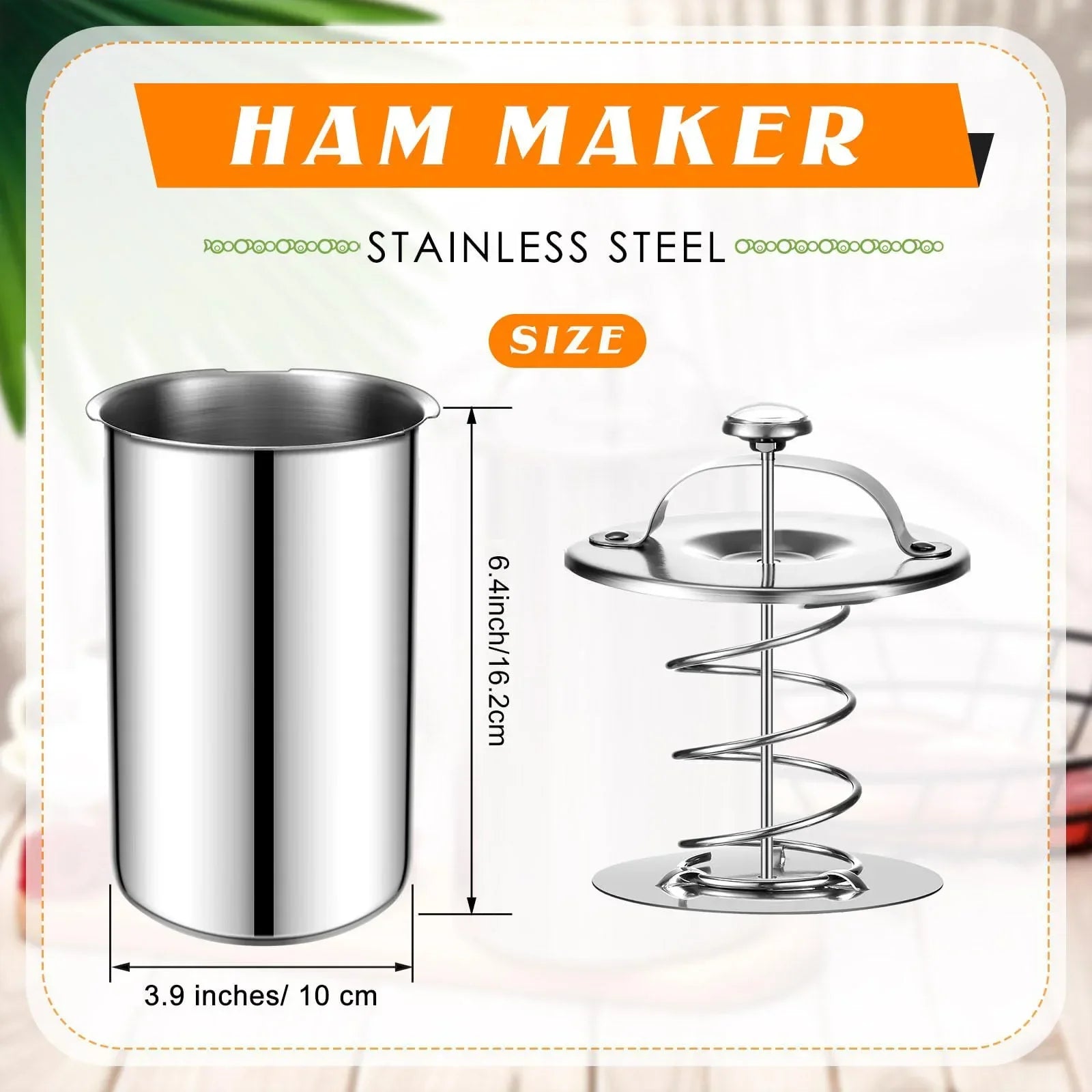 Stainless Steel Ham Maker | Meat Press Cooker Mold & Kitchen Thermometer