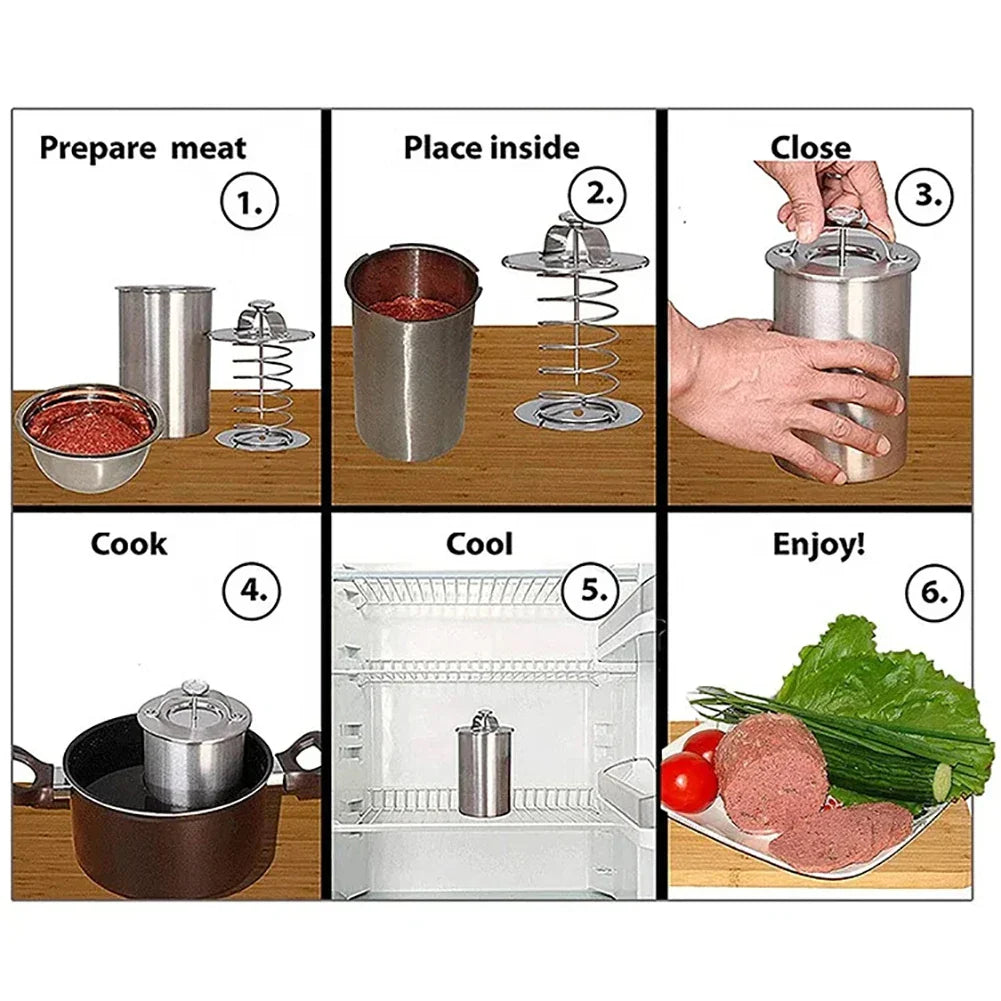 Stainless Steel Ham Maker | Meat Press Cooker Mold & Kitchen Thermometer