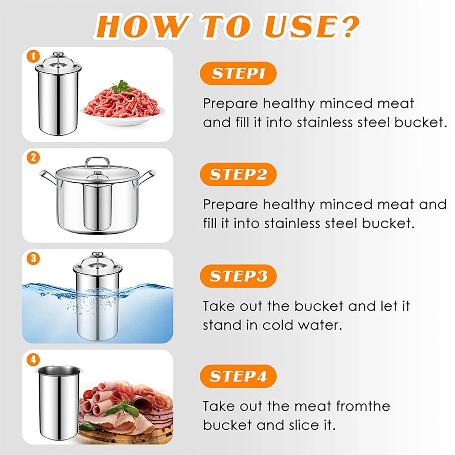Stainless Steel Ham Maker | Meat Press Cooker Mold & Kitchen Thermometer