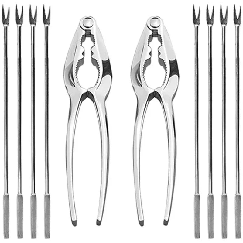 Stainless Steel Seafood Tool Set | Crab Crackers and Lobster Forks Kit