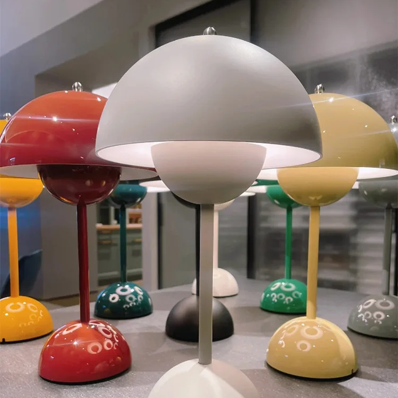 Rechargeable LED Mushroom Table Lamp with Portable Flowerpot Design