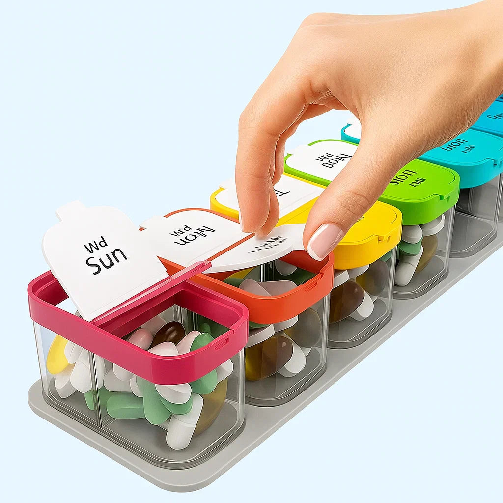 Weekly Medication Organizer | Large 7 Day Moisture-Proof Case for Seniors