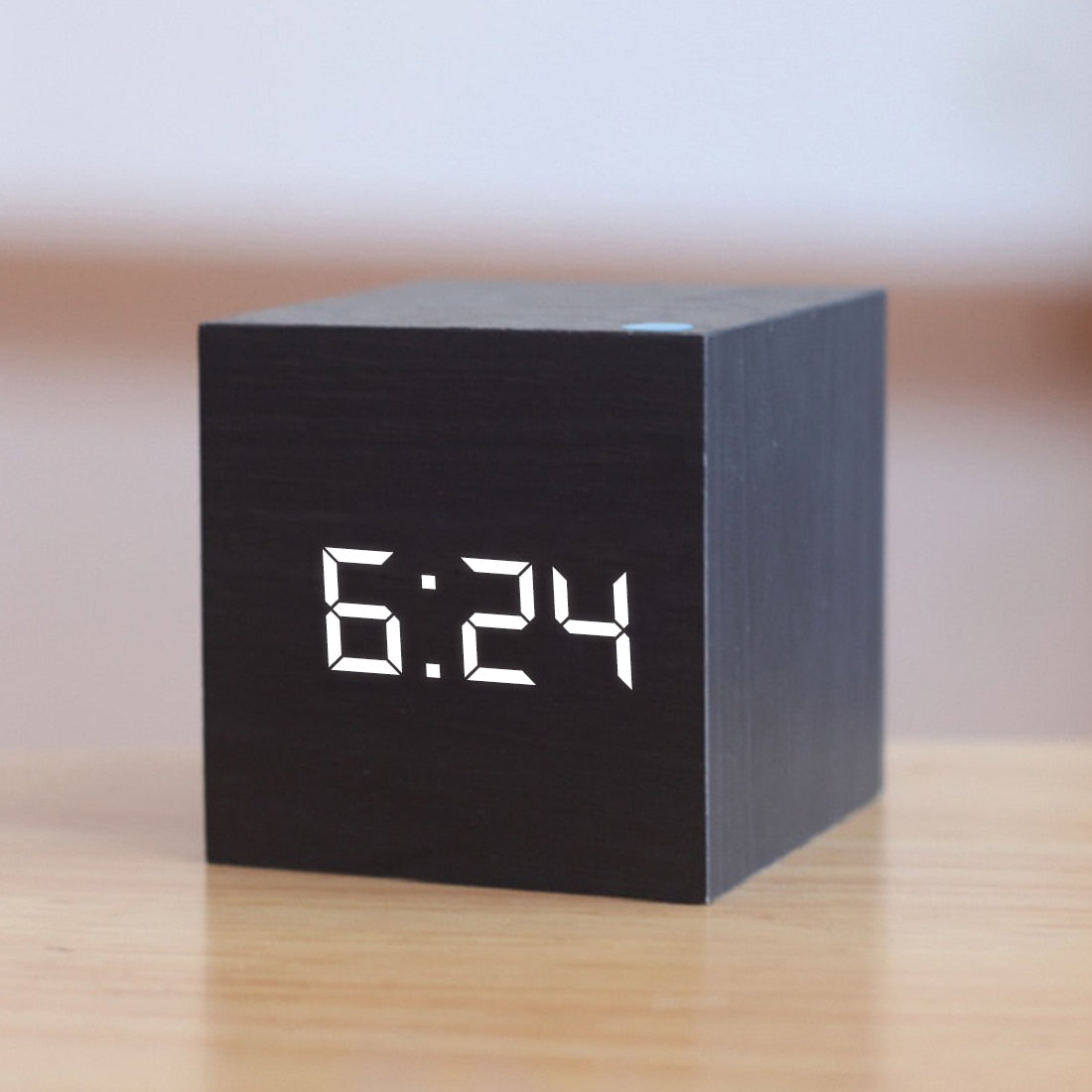 Square LED Digital Alarm Clock – Dimmable Bedside Clock with Date & Temperature Display