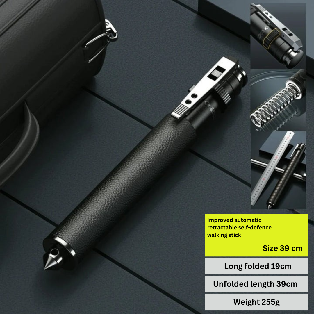 Automatic Telescopic Walking Stick with Anti-Slip Grip – One-Click Folding Support Cane for Outdoors