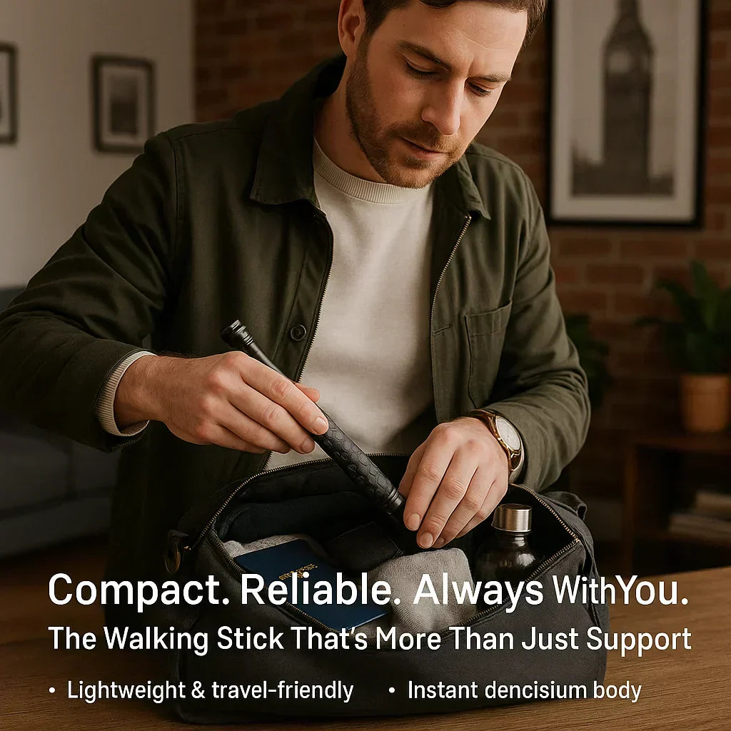 Automatic Telescopic Walking Stick with Anti-Slip Grip – One-Click Folding Support Cane for Outdoors