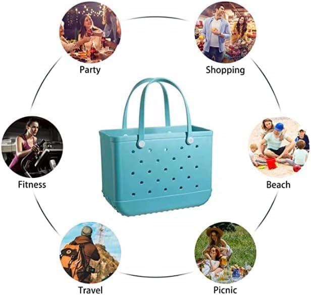 Washable EVA Beach Tote Bag with Vent Holes – Waterproof Sand-Free Carryall for Pool, Travel & Market Days
