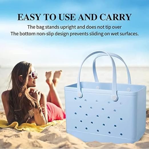 Washable EVA Beach Tote Bag with Vent Holes – Waterproof Sand-Free Carryall for Pool, Travel & Market Days