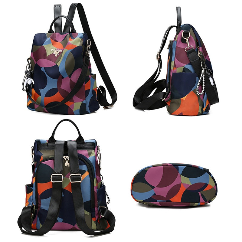 Water-Resistant Anti-Theft Backpack – Hidden Back-Access Daypack with Multi-Pocket Organisation & Modern Print