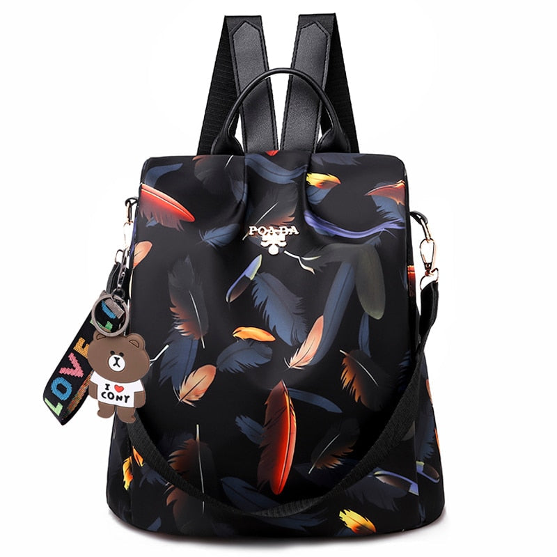 Water-Resistant Anti-Theft Backpack – Hidden Back-Access Daypack with Multi-Pocket Organisation & Modern Print