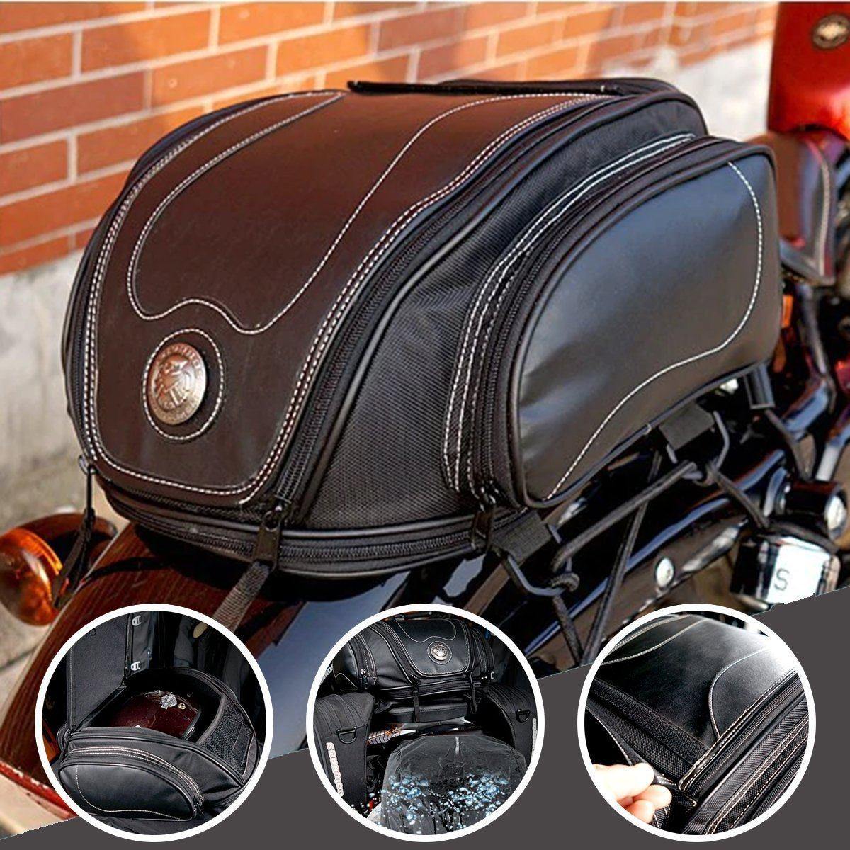 Motorcycle Tail Bag | Expandable Water-Resistant Rear Seat Luggage