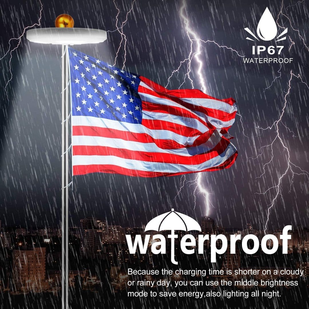 Upgraded Solar Powered Flag Pole Light with 128 Ultra Bright LEDs