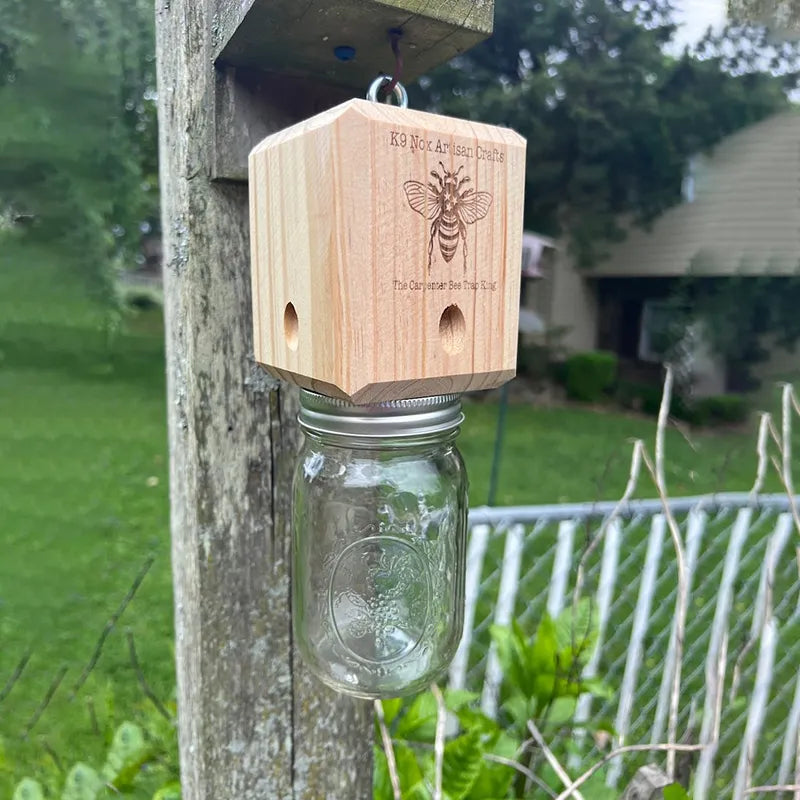 Effective Carpenter Bee Trap for Outdoors – Chemical-Free Wooden Bee Catcher Protecting Decks, Fences & Eaves