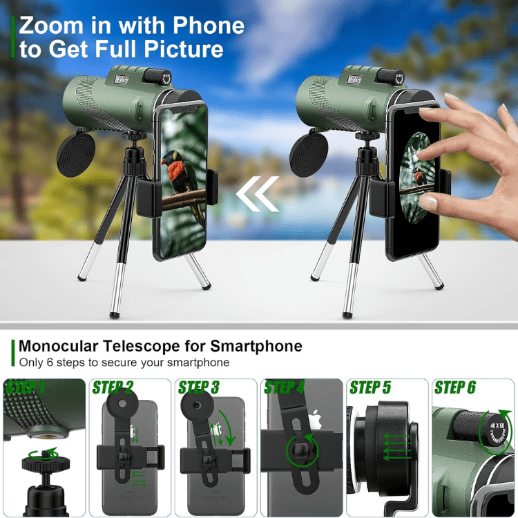 Ultra-Light 600x Zoom Monocular with HD Lens – Compact Long-Range Scope for Hiking, Wildlife & Travel