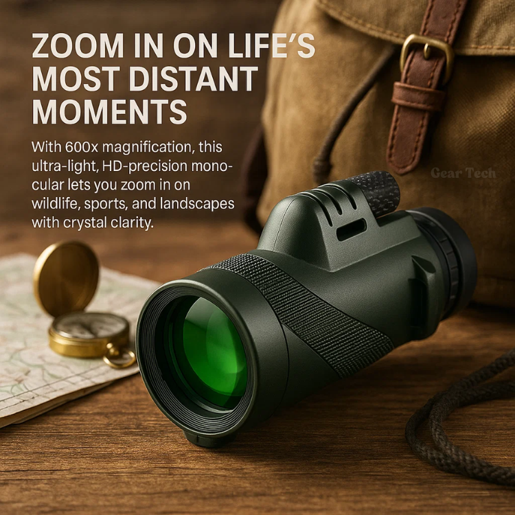 Ultra-Light 600x Zoom Monocular with HD Lens – Compact Long-Range Scope for Hiking, Wildlife & Travel