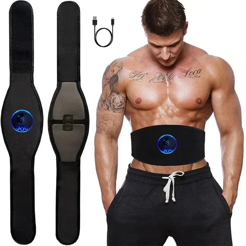 EMS Abs Trainer with 19 Intensity Levels – Rechargeable Abdominal Muscle Stimulator Pad for Home Toning