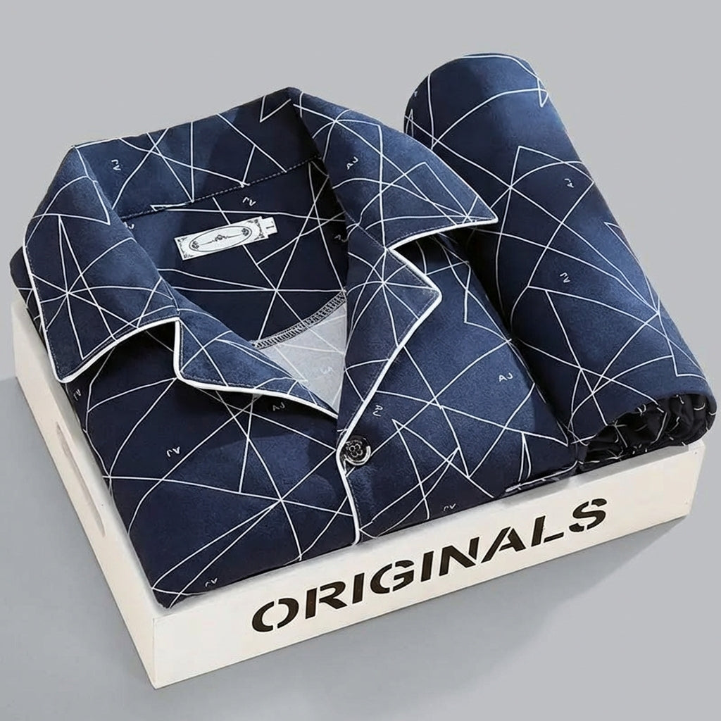 Ultra-Soft Men's Plaid Lounge Set – Breathable Button-Front Pajama Shirt & Pants for Sleep & Relaxation