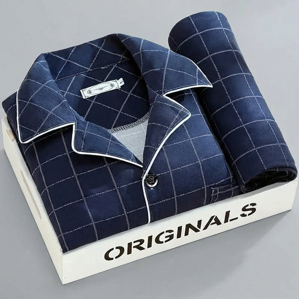 Ultra-Soft Men's Plaid Lounge Set – Breathable Button-Front Pajama Shirt & Pants for Sleep & Relaxation