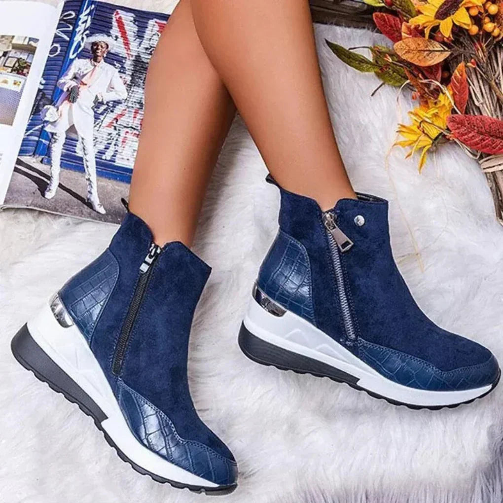 Waterproof Women's Wedge Ankle Boots with Side Zip – Non-Slip All-Weather Comfort for Everyday Wear