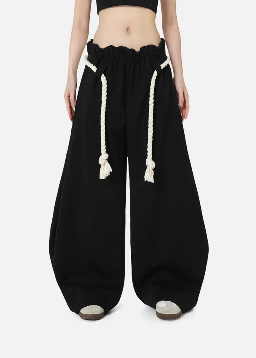 Modern Barrel Leg Sweatpants for Women – Chic High-Rise Joggers with Adjustable Elastic Waist & Deep Pockets