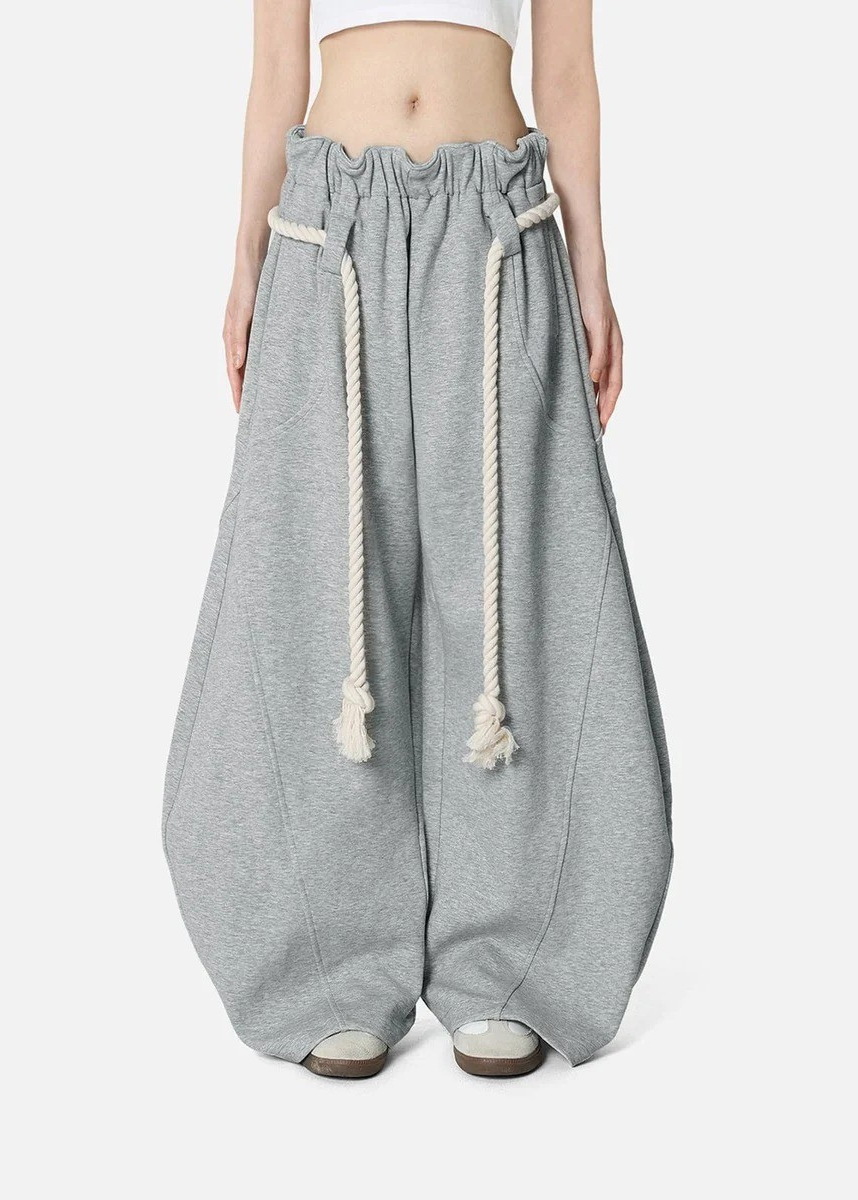 Modern Barrel Leg Sweatpants for Women – Chic High-Rise Joggers with Adjustable Elastic Waist & Deep Pockets