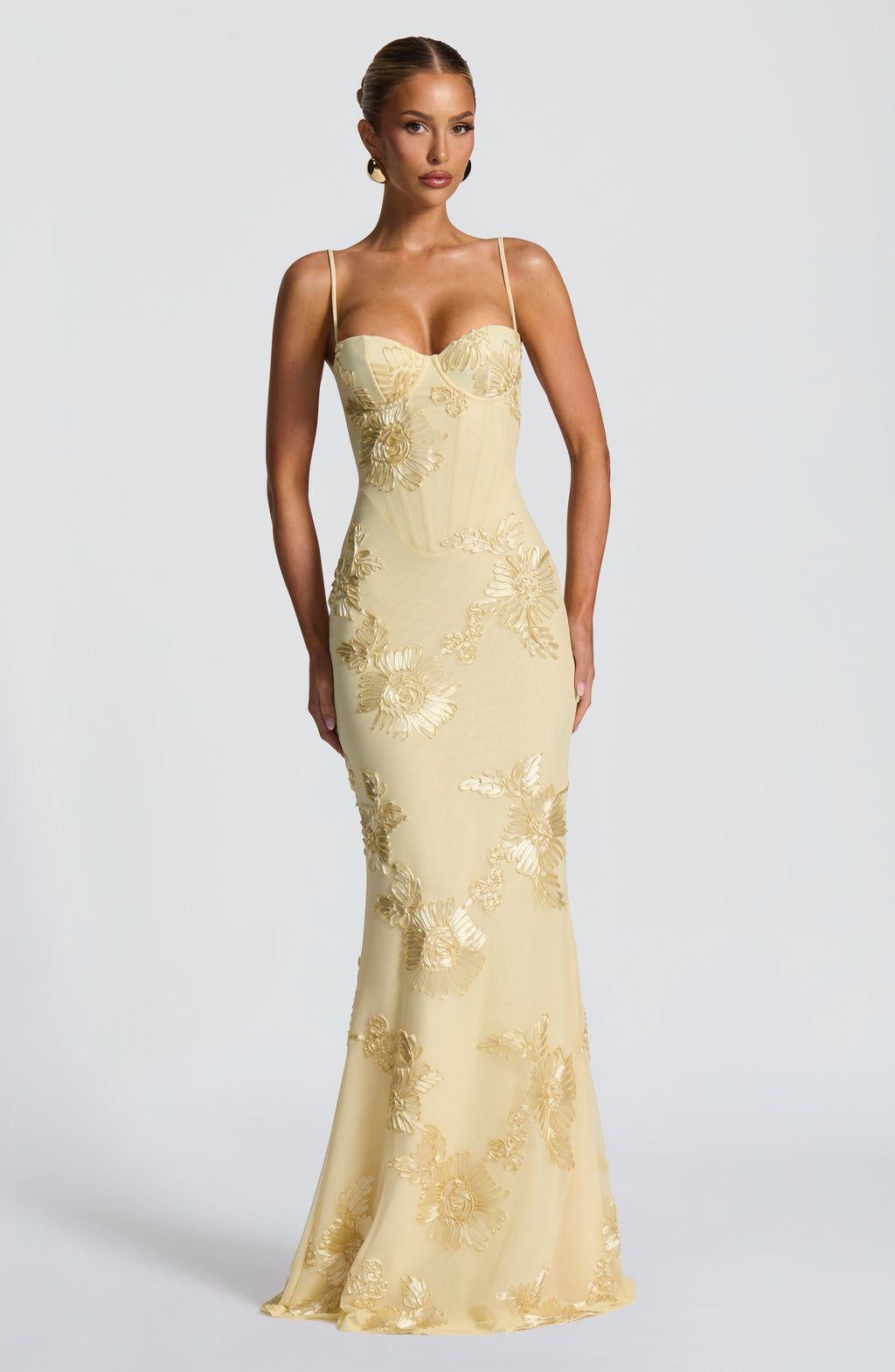 Enchanting Floral Corset Maxi Dress for Women – Figure-Flattering Wedding Guest & Garden Party Gown