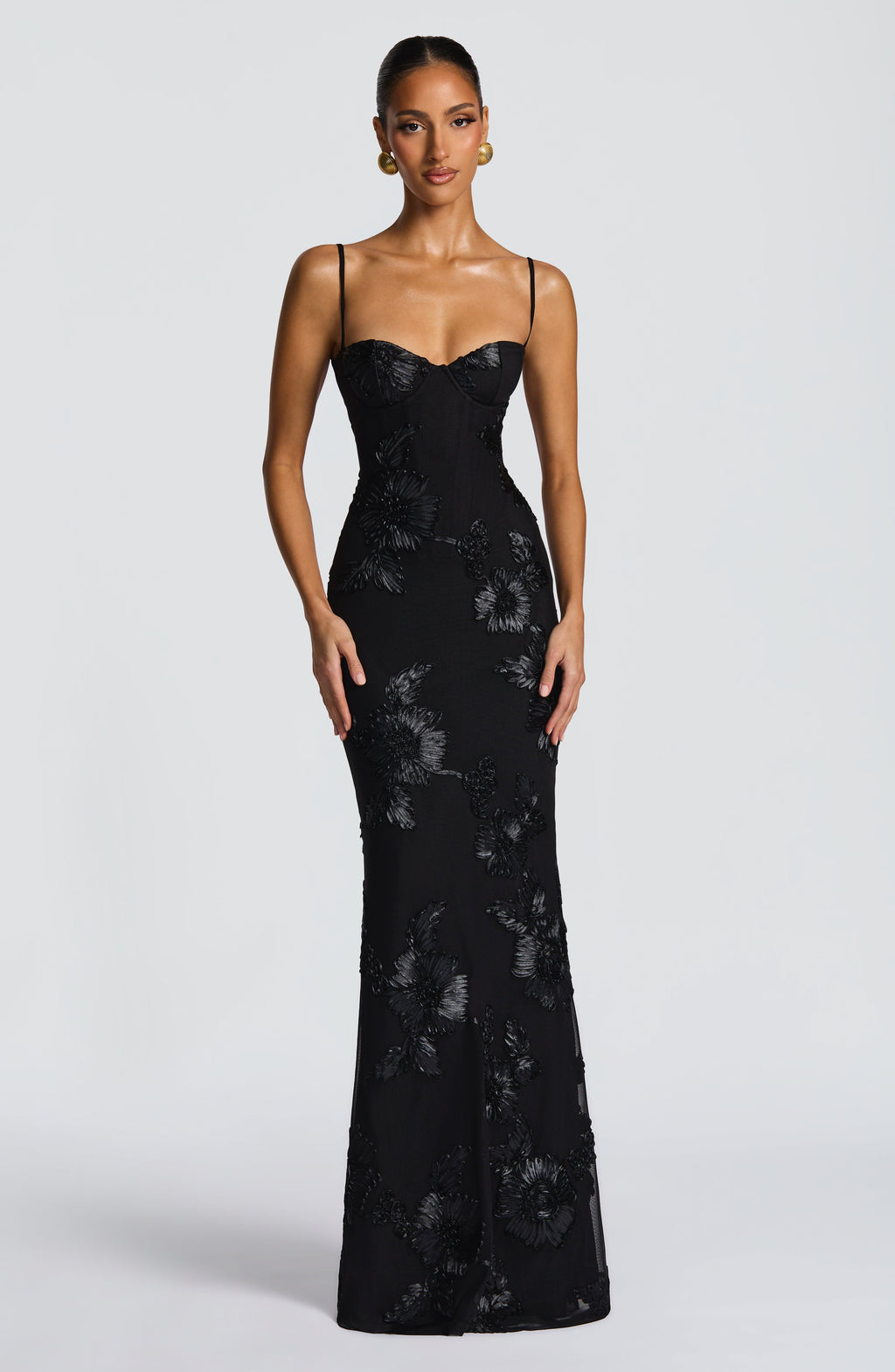 Enchanting Floral Corset Maxi Dress for Women – Figure-Flattering Wedding Guest & Garden Party Gown