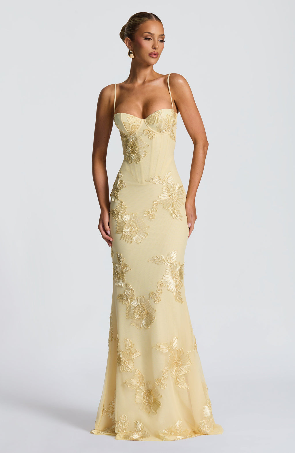 Enchanting Floral Corset Maxi Dress for Women – Figure-Flattering Wedding Guest & Garden Party Gown
