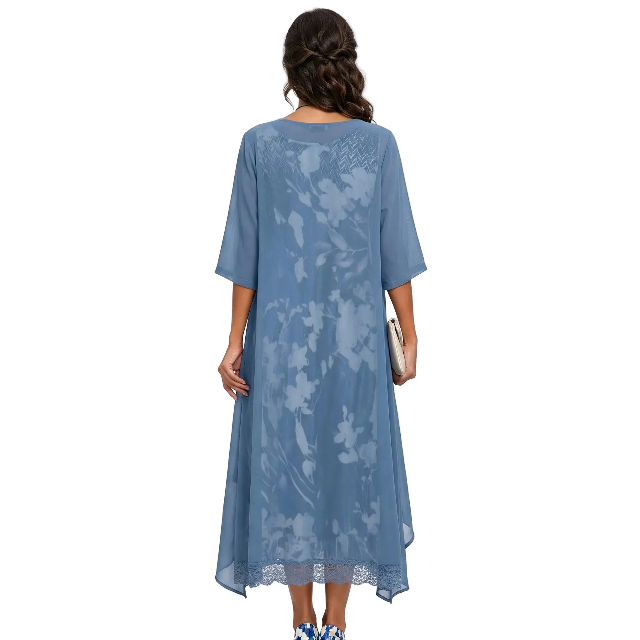 Graceful Floral Long Dress & Cardigan Set for Women – Coordinated Two-Piece Outfit for Effortless Layered Style
