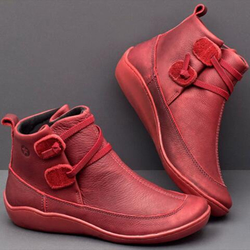 Supportive Orthopedic Ankle Boots for Women – Easy Slip-On Comfort Boots with Chic Button Detail & Roomy Fit