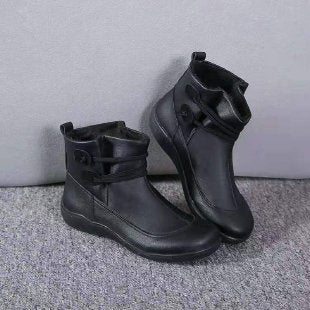 Supportive Orthopedic Ankle Boots for Women – Easy Slip-On Comfort Boots with Chic Button Detail & Roomy Fit