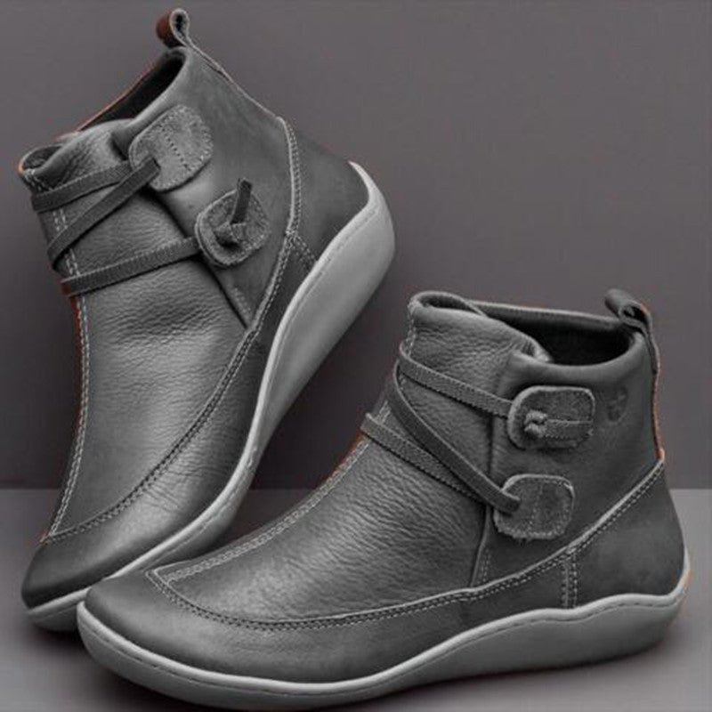 Supportive Orthopedic Ankle Boots for Women – Easy Slip-On Comfort Boots with Chic Button Detail & Roomy Fit