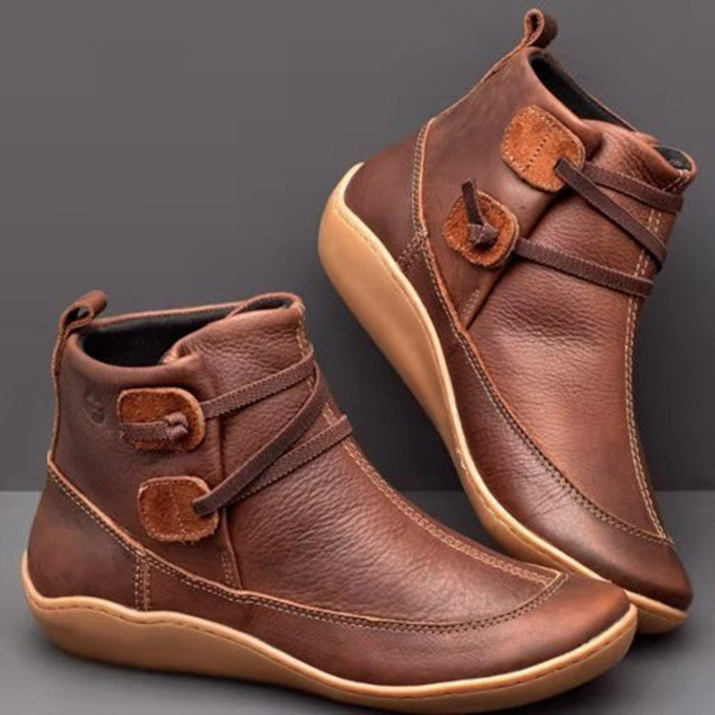 Supportive Orthopedic Ankle Boots for Women – Easy Slip-On Comfort Boots with Chic Button Detail & Roomy Fit