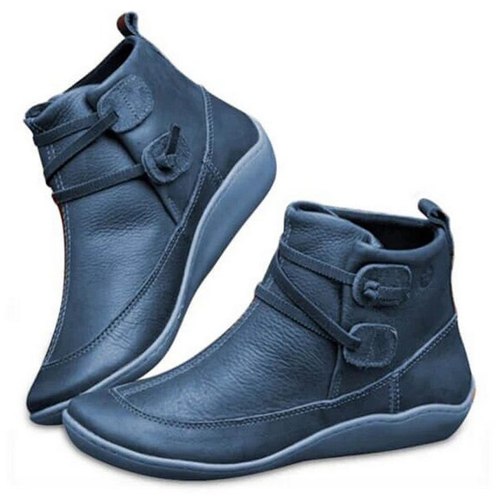 Supportive Orthopedic Ankle Boots for Women – Easy Slip-On Comfort Boots with Chic Button Detail & Roomy Fit