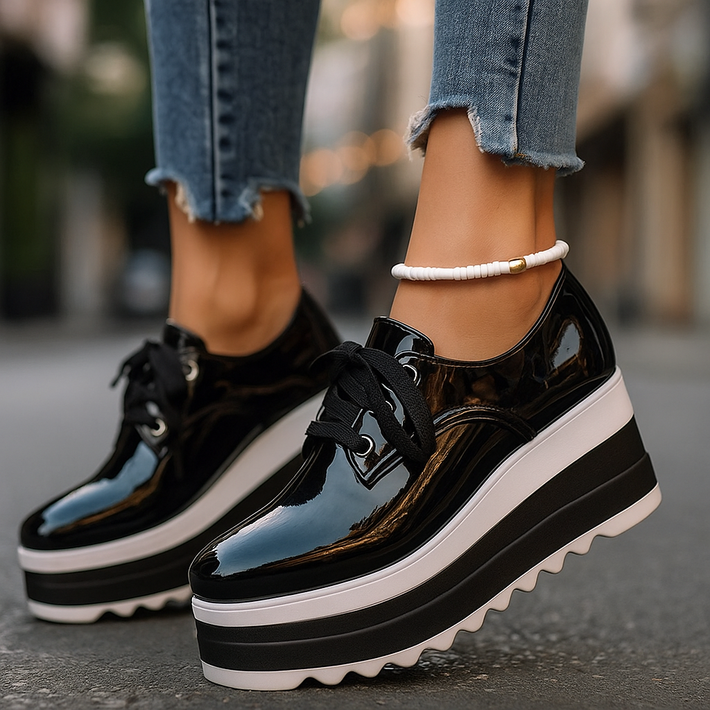 Supportive Orthopedic Platform Shoes for Women – Cushioned Slip-On Comfort Shoes with Stable Stacked Sole